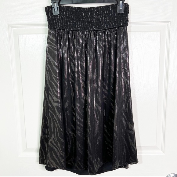 Express Metallic Strapless Zebra Print Sparkly Cocktail Party Mini Dress Size M - Picture 5 of 11